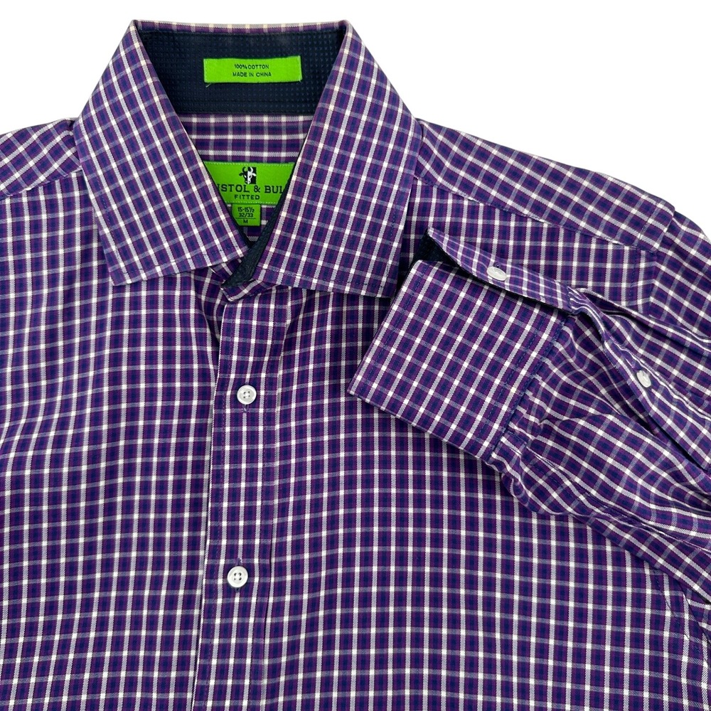 Bristol & Bull‎ Mens M (15-15.5/32-33) Fitted Dress Shirt Purple Long Sleeve